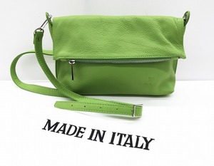 [fui★] pd Del Borgo ショルダーバッグ レザー レディースバッグ 斜め掛け ポシェット ライトグリーン 緑 鞄 革