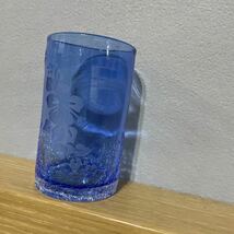レトロ グラス コップ ガラス 琉球ガラス　切子　切り子　アイスクラック　クラックグラス　グラス　ブルー　綺麗　レトロ　工芸ガラス_画像3