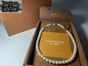 AS559 美品　MIKIMOTO ミキモト真珠ネックレス　留具シルバー　パール7.0mm-7.4mm 長39.5cm 重29g 元ケース　M刻印