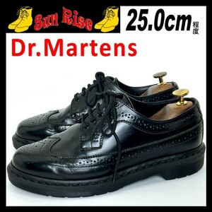 即決 Dr.Martens ドクターマーチン メンズ UK6 25cm程度 本革 レザー ウイングチップ 外羽根 メダリオン 黒 カジュアルシューズ 革靴 中古