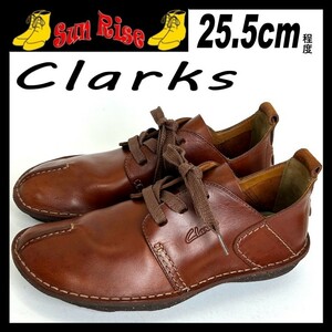 即決 Clarks クラークス メンズ UK7.5G 25.5cm程度 本革 レザー 茶色 ブラウン カジュアル ドレス シューズ 革靴 中古