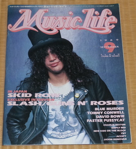 MUSIC LIFE 1989 9 ☆ ミュージック・ライフ　ガンズ・アンド・ローゼズ　シンディ・ローパー　デヴィッド・ボウイ　Pete Burns　Skid Row