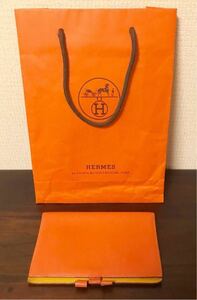 正規品 本物 エルメス Vision オレンジ スケジュール帳 HERMES アジェンダ カバー システム手帳 男女兼用 持ち運びサイズ □G刻印 レザー