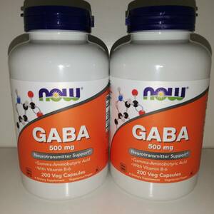 【2個セット】GABA 500mg ビタミンB6配合 200カプセル 大容量 ギャバ NOW Foods ナウフーズ【新品・送料込】