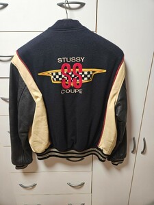 激レア！ 92年 OLD STUSSY ステューシー SSクーペ SS COUPE オールド スタジャン VARSITY JACKET XL サイズ 90´S 袖本革