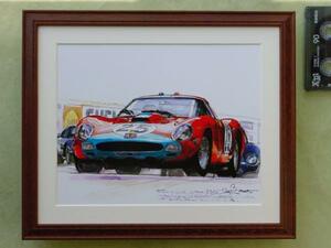 ■BOWイラスト額■フェラーリ250GTO ルマン24時間1964年■224