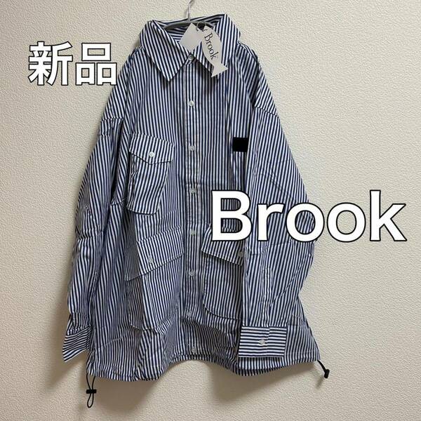 送料無料 匿名配送 新品 Brook 長袖ストライプシャツ 