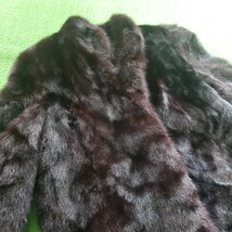 毛皮 ミンク ハーフコート ミンクファーコート MINK FUR リアルファーコート ダークブラウン F 高級 毛皮 内側刺繍あり_画像2