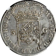 1円〜1764 オランダ 3G銀貨 NGC XF 美品 世界コイン 古銭 貨幣 硬貨 銀貨 金貨 銅貨_画像2