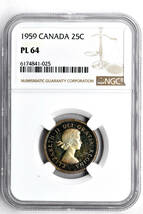 1円〜【土曜日終了】1959 カナダ 25C銀貨 NGC PL64 プルーフライク 未使用 世界コイン 古銭 貨幣 硬貨 銀貨 金貨 銅貨【決済期限火曜日】_画像3