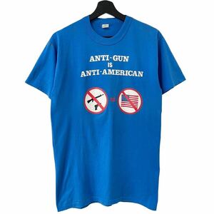 ■激レア■80s 90s USA製 ANTI AMERICAN 拳銃 アート Tシャツ L メッセージ ビンテージ