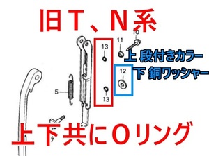 CB400Ｔホーク系用 テンショナーオイルシール シーリングワッシャーセット（CB400T CB400N バブ ホーク2 HAWKⅡ CB250T CB250N CB450N）