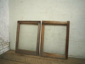 yuN0778*(1)[H61cm×W46,5cm]×2 sheets * Showa Retro . taste ... small ... old tree frame glass door * old fittings sliding door small window sash Vintage S under 