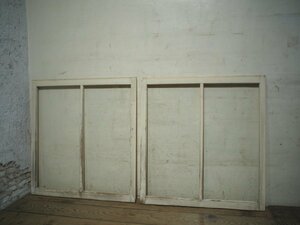 taN0746*(1)[H91cm×W85,5cm]×2 sheets * paint. peel off . car Be . old tree frame glass door * old fittings sliding door window glass retro Vintage L under 