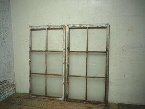 taN0652*(2)[H121,5cm×W63,5cm]×2 sheets * paint. peel off . car Be . old tree frame glass door * old fittings sliding door sash retro Vintage L under 