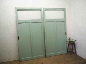 taN0956*(1)[H176,5cm×W87cm]×2 sheets * pretty paint. old wooden sliding door * fittings glass door sash construction material retro Vintage M pine 