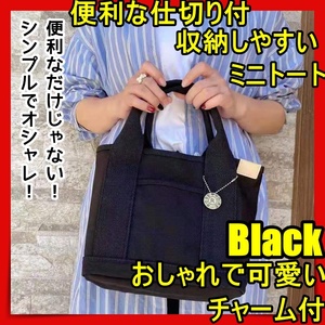 トートバッグ レディース 小さめ キャンバス メンズ 布 ミニトートバッグ 帆布 おしゃれ かわいい 軽い 大容量 黒to