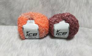 輸入　毛糸　Ice Yarns　ダーバン　モヘア13％　アクリル64％　50g×2個セット　オーキッド＆サーモン　トルコ　海外　③