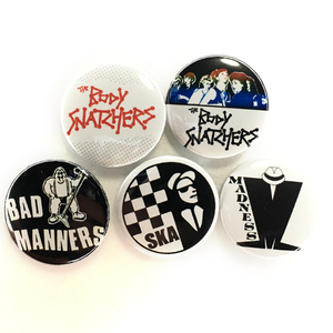 缶バッジ 25mm 5個セット SKA スカ MADNESS BAD MANNERS BODYSNATCHERS Specials Mods モッズ Oi