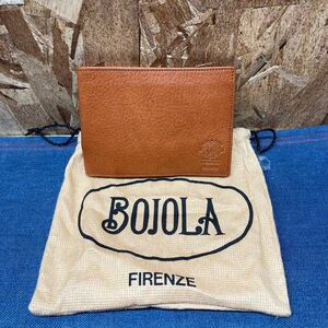 送料無料【Mあ794】イタリア製 BOJOLA レザー二つ折り ウォレット 財布　札入れ