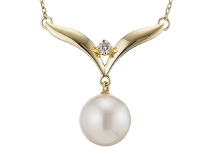  Mikimoto pearl 1P diamond design necklace K18YG