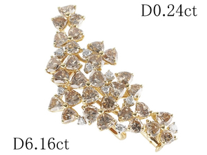 ダイヤモンド/6.16ct 0.24ct デザイン ブローチ K18YG