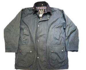 英国製 89年 ビンテージ バブアー Barbour 3ワラント BORDER ボーダー オイルドジャケット リブ付き ネイビー　40