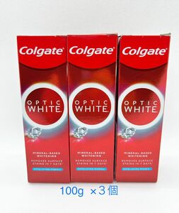 100g ×3個　コルゲート　Colgate オプティックホワイト　 ホワイトニング歯磨き粉　送料込