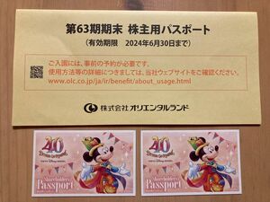 東京ディズニーランド・ディズニーシー共通「株主用パスポート」　2枚　2024年6月30日期限.