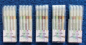 B-766 サンスター文具 水性ペン 2色線ペン twiink/ツインク 4本 Cセット S4540840 5セット 文房具/かわいい/イラスト/マーカー/まとめて