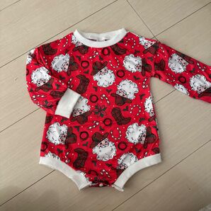 【新品タグ付き】Xmas サンタ柄 クリスマス ロンパース 75~80 ボディスーツ