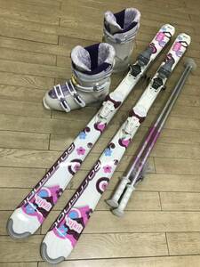 ☆★☆2023-24スタートセール！N232　レディース&ジュニア4点セット板ROSSIGNOL 140ｃｍ/ 靴 HART 25.0ｃｍ/ POLE100ｃｍ