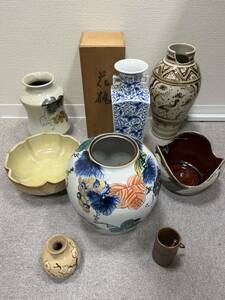 【SYC-1730】1円スタート 陶器 おまとめ 花瓶など 九谷万象? 富陶 華山窯 花器 一部欠け有 状態写真参照 長期 保管品 ジャンク扱い