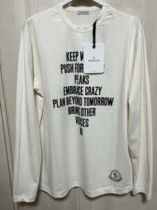 Lサイズ【未使用】MONCLER GIROCOLLO レタリング ロング Tシャツ　アイボリー色 クリームホワイト　正規品 ◆定価6.5万円◆