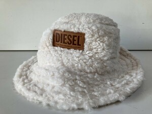 ④u788◆DIESEL ディーゼル◆ハット ボアハット 帽子 牛革使用 C-TEDBUCK サイズ02 ホワイト/白 RN 93243/CA 25594 タグ付き 新品