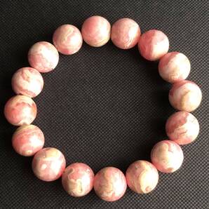 ◆新品◆大粒!美しいインカローズブレスレット◆約13㎜◆約67g◆内周約16.5㎝◆アルゼンチン産◆菱マンガン鉱 ロードクロサイト 天然石