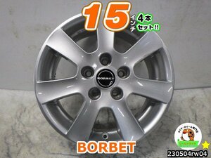 [中古ホイール4本セット]BORBET TYPE CA[15x6.5J+40/108/5H]シルバー/スポーク/M14テーパー/ルノー:カングー(FC,FW系)