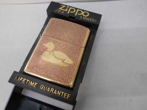 鴨　コパ－仕上げZippo 1995年製　ヒンジ部分に深い溝があります。未使用と判断しましたが打ち直しの可能性もあります。　