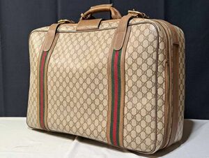 W : GUCCI トランク スーツケース 旅行かばん GG柄 オールドグッチ /シェリーライン ボストンバック 旅行バック