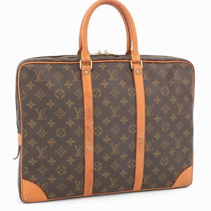 ルイヴィトン LOUIS VUITTON モノグラム ポルトドキュマン ヴォワヤージュ ビジネスバッグ ハンドバッグ ブラウン レザー メンズ M53361