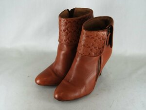 [USED/B]COACH Coach # Short leather boots # Brown #7.5B