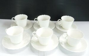 ○ 美品 NARUMI ナルミ シルキーホワイト カップ＆ソーサー 6客セット コーヒーカップ 鳴海製陶