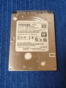 500GB 2.5インチ SATA TOSHIBA MQ01ABF050【2163時間】7mm HDD ハードディスク 中古 まとめて取引可 送料230円～