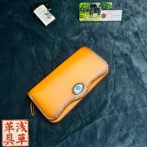 【浅草革具】イタリアンレザー メンズ　財布　長財布　二つ折り財布　新品　牛革　1円　ハンドメイド　 ロングウォレット　コンチョ_画像1