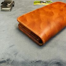 【浅草革具】イタリアンレザー メンズ 財布 長財布 牛革 ヌメ革 1円 　新品　ハンドメイド ロングウォレット YKK 男性 　折り財布　_画像4