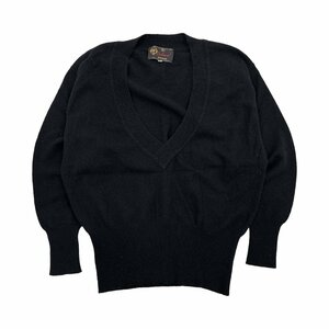カシミヤ100%◆Cashmere カシミアウール Vネック デザイン 長袖 ニット セーター サイズ40/ブラック 黒/レディース
