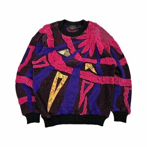 豪華デザイン!!◆santa fe サンタフェ デザイン編み 長袖 ニット セーター サイズ03/マルチ/メンズ 日本製