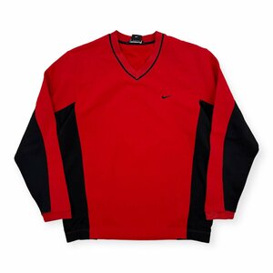 NIKE GOLF ナイキゴルフ 裏フリース Vネック プルオーバー Tシャツ トレーナー サイズ L/レッド/メンズ/スポーツ