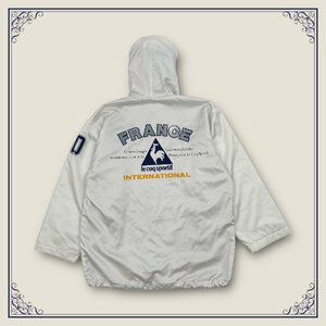 90s 00s ビンテージ le coq sportif ルコック スポルティフ BIGロゴ ベンチコート ジャケット フード サイズ LL /白/ホワイト