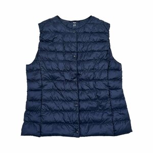 UNIQLO ユニクロ 2WAY ノーカラー ウルトラライトダウン ダウンベスト ジャケット XLサイズ/ネイビー 紺系/レディース/O-66